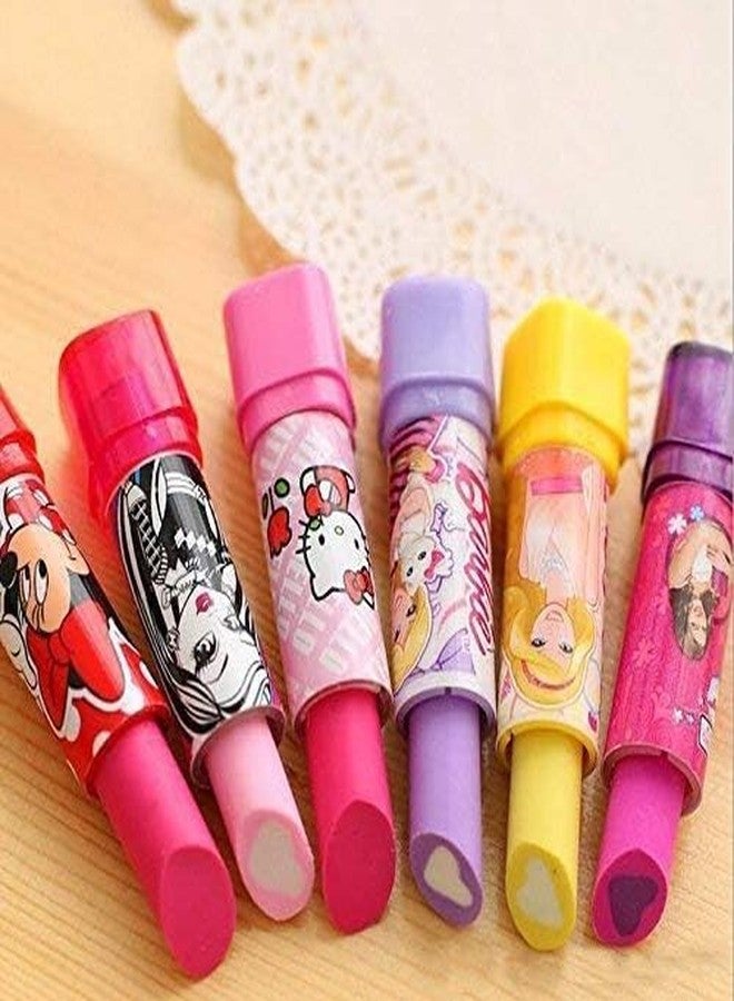 GOLD MAX Girl's Cartoon Lipstick Shaped Eraser 4 pcs Non-Toxic Eraser - Image 1